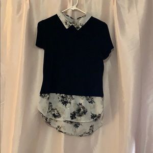 Elle, Black and White, floral, soft tee